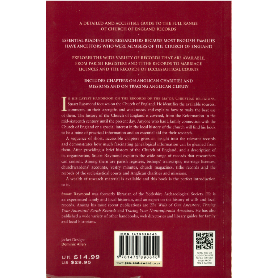 Tracing Your Church of England Ancestors - A Guide For Family & Local Historians back cover