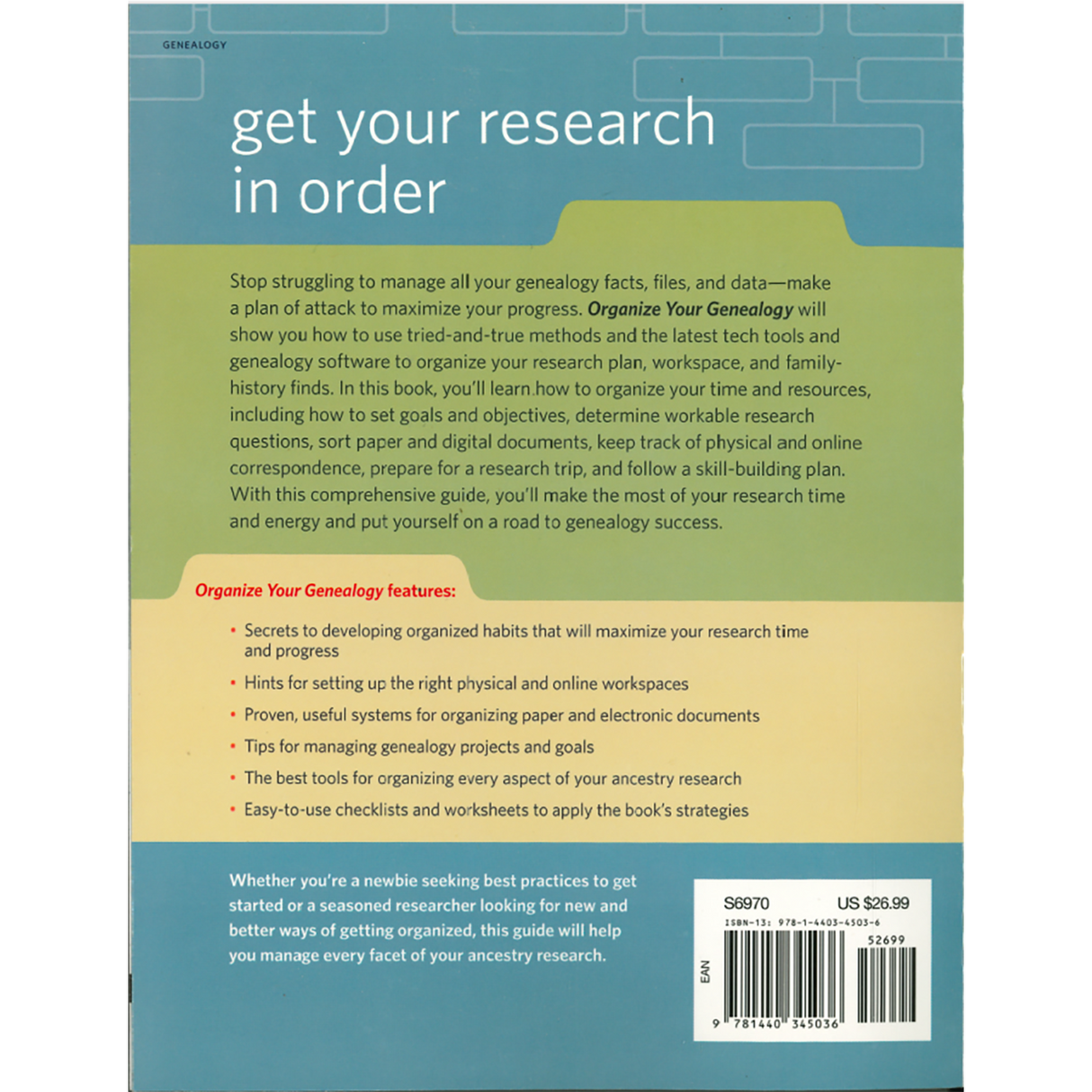 Organize Your Genealogy: Strategies and Solutions for Every Researcher back cover