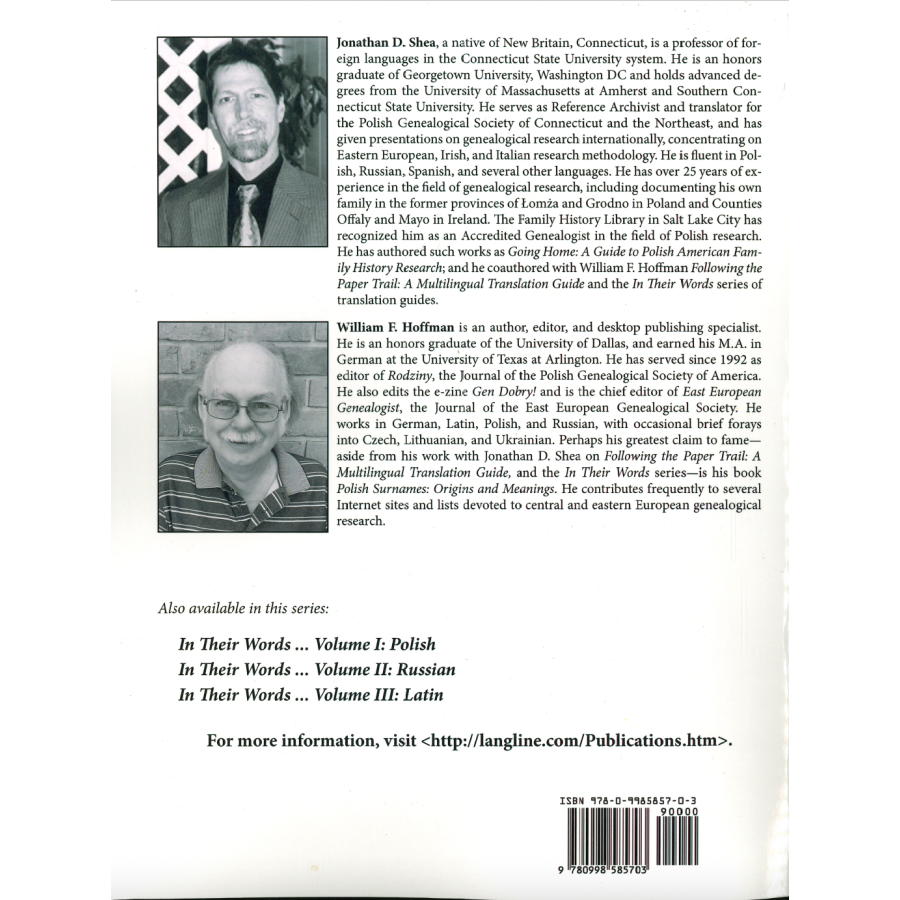 In Their Words: A Genealogist's Translation Guide to Polish, German, Latin, and Russian Documents: Volume IV, German back cover