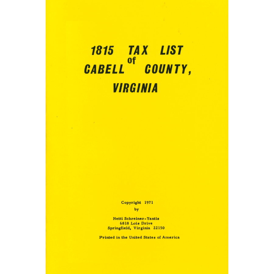 1815 Tax List of Cabell County, [West] Virginia