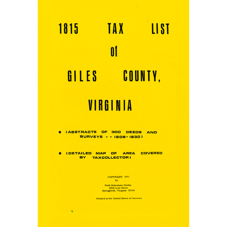 Giles County, Virginia 1815 Personal Property Tax List