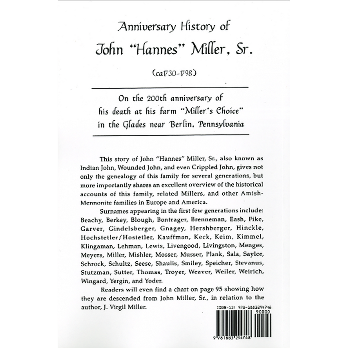 Anniversary History of the Family of John "Hannes" Miller, Sr. back cover