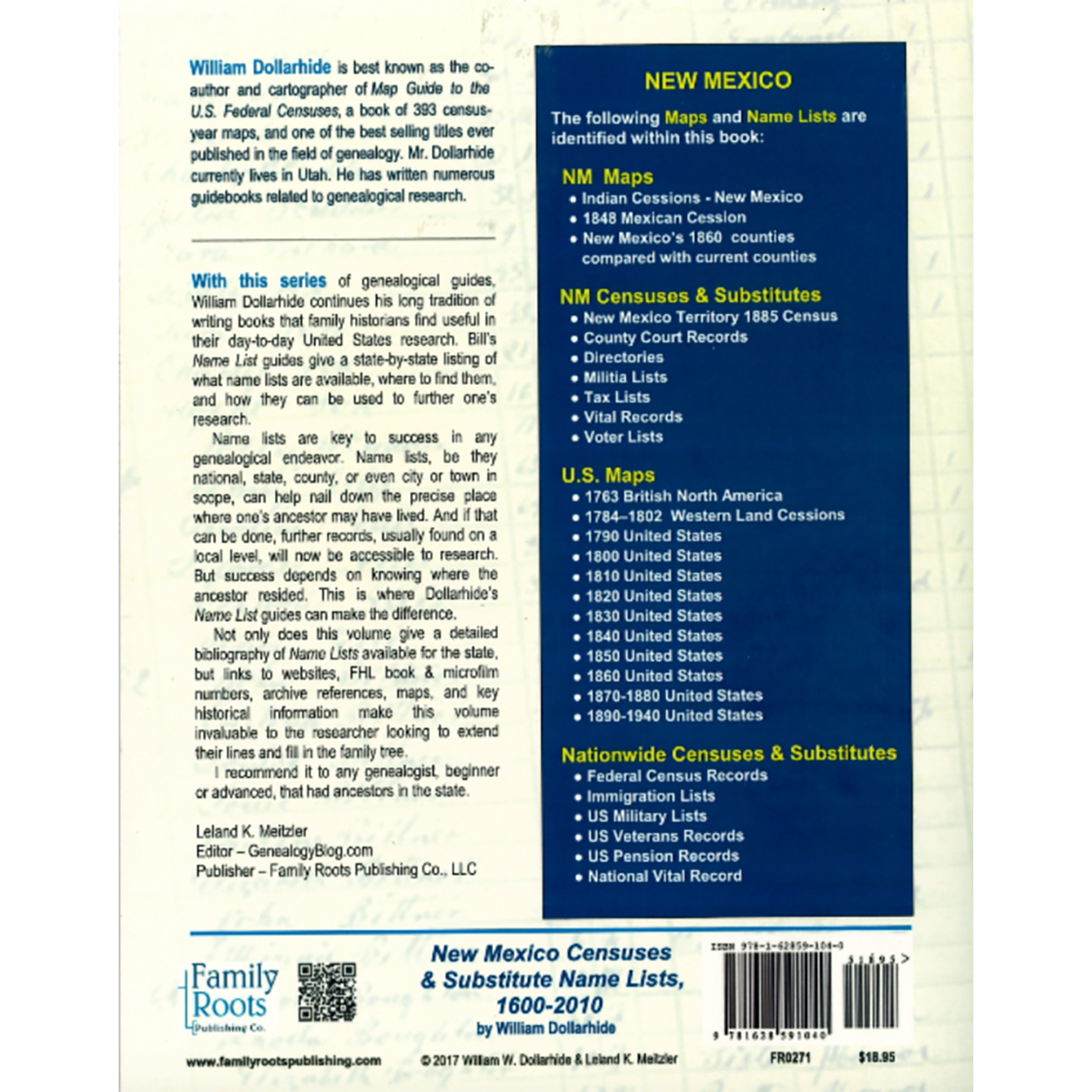 New Mexico Censuses and Substitute Name Lists, 1600-2010 back cover