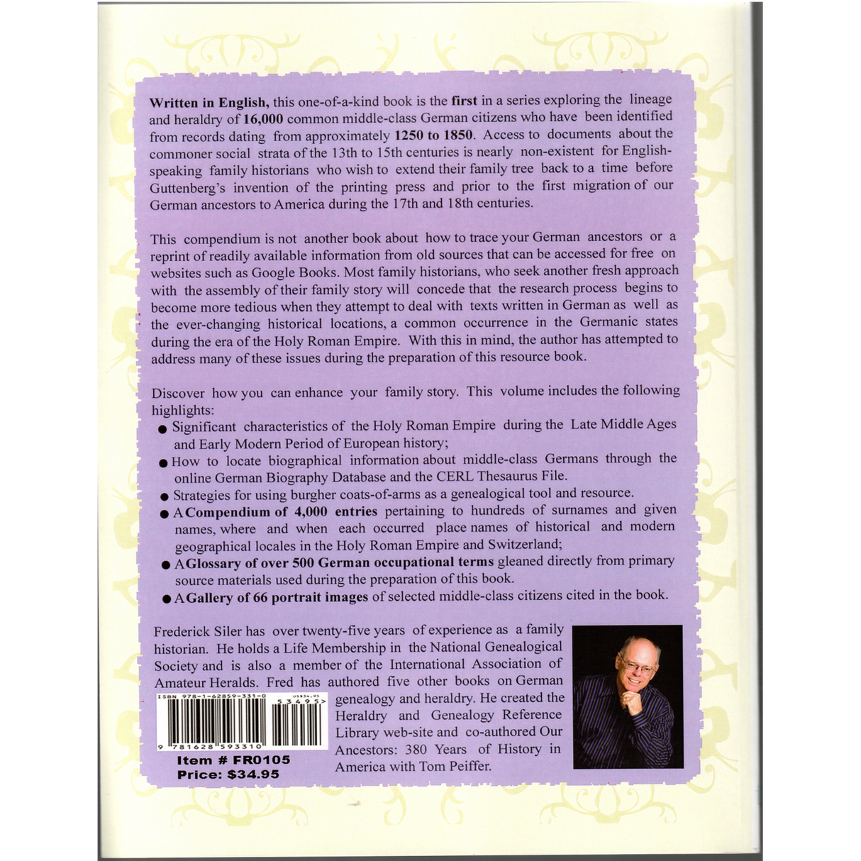 A Compendium of 4,000 German Middle-Class Citizens, 1250-1850, Volume One back cover