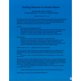Spelling Variations in German Names: Solving Family History Problems Through Applications of German and English Phonetics back cover