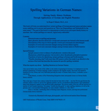 Spelling Variations in German Names: Solving Family History Problems Through Applications of German and English Phonetics back cover
