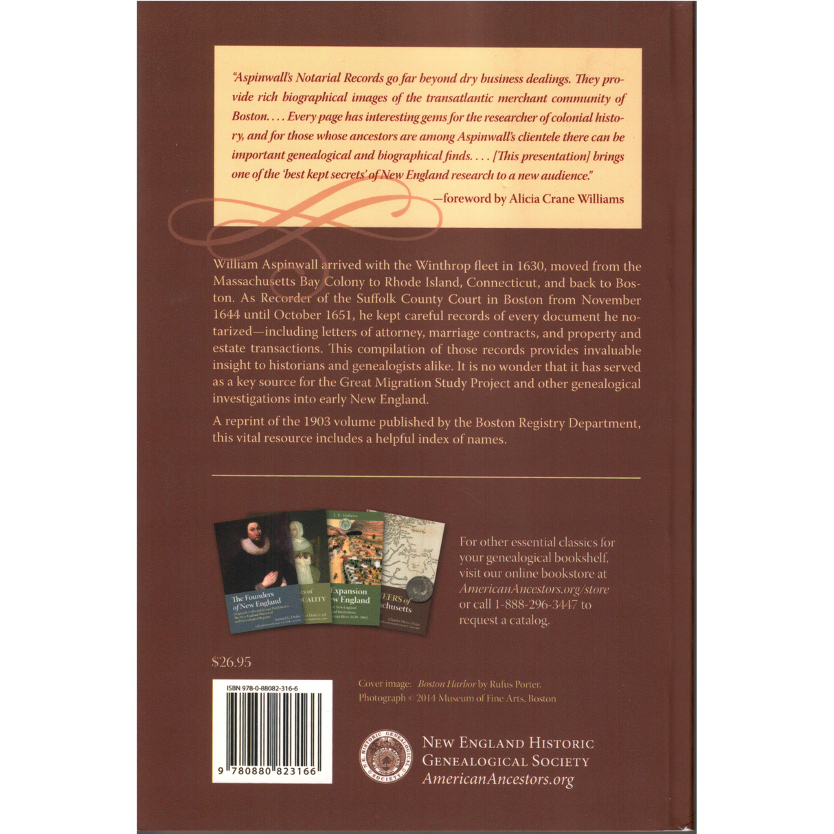 The Early History of Boston: Aspinwall Notarial Records, 1644–1651 back cover