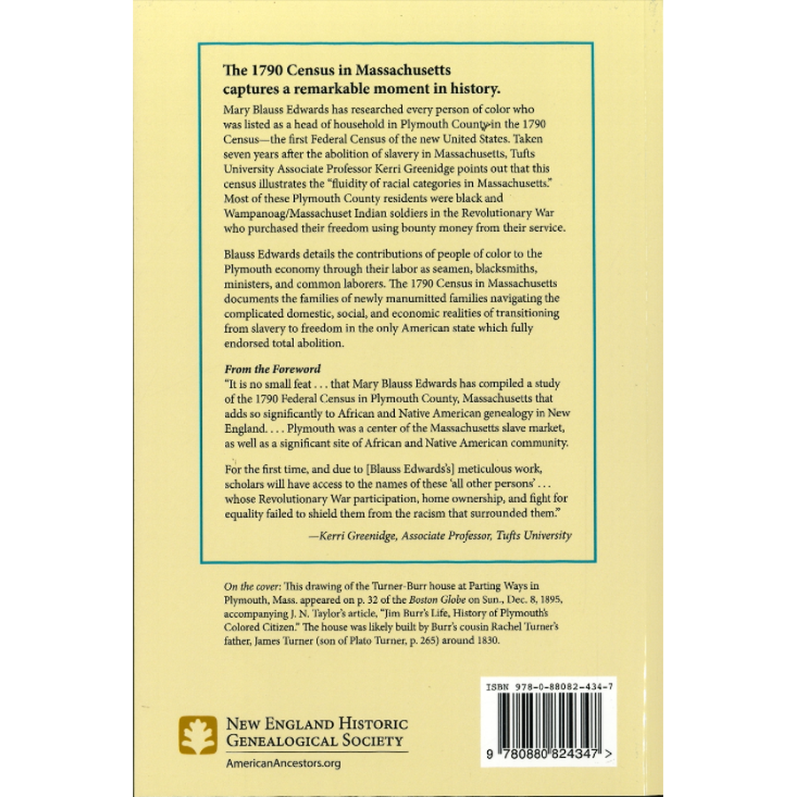 Plymouth County, Massachusetts Freeperson Families in 1790 back cover