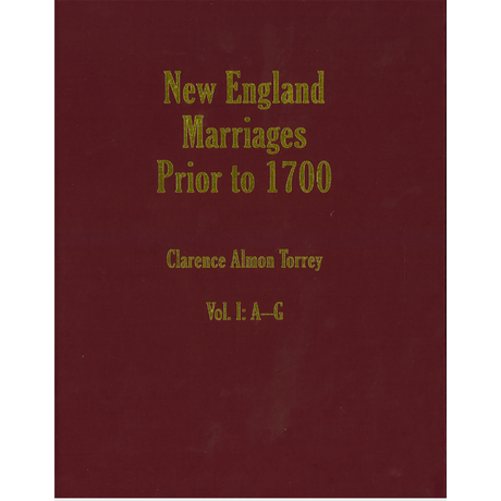 New England Marriages Prior to 1700, 3 Volume Hardcover Set