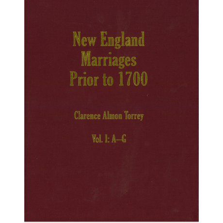 New England Marriages Prior to 1700, 3 Volume Hardcover Set