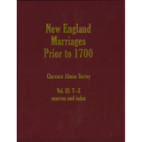 New England Marriages Prior to 1700, 3 Volume Hardcover Set