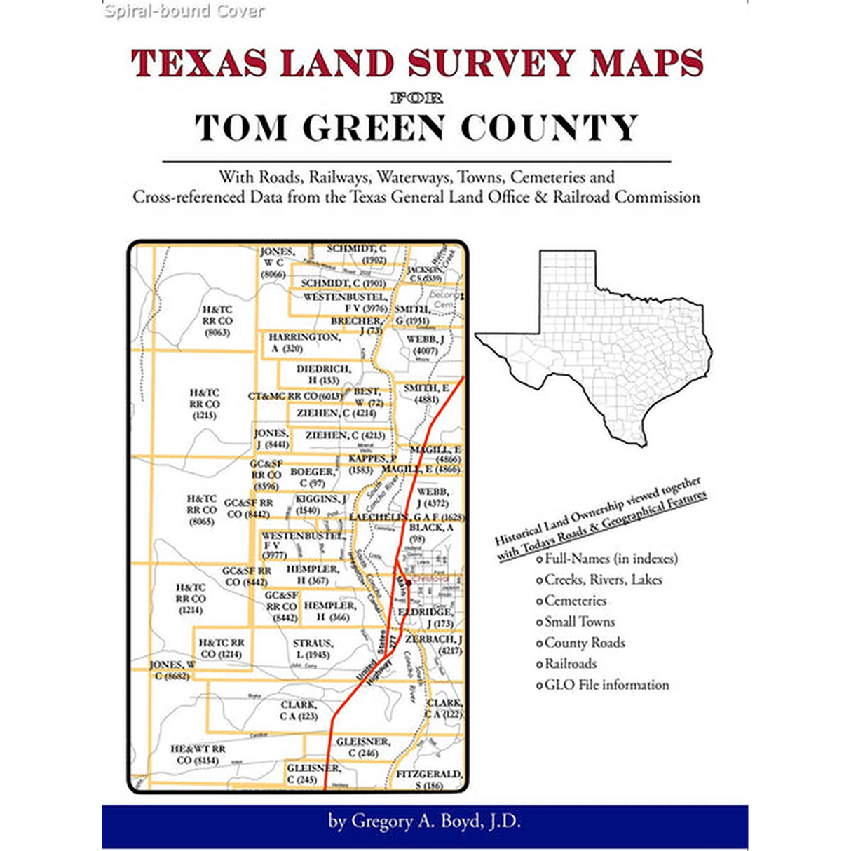 Texas Land Survey Maps for Tom Green County (Spiral book cover)