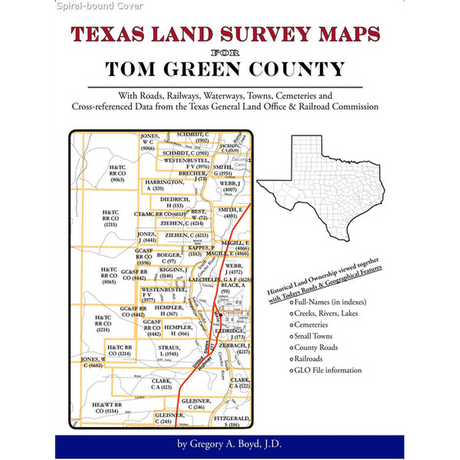 Texas Land Survey Maps for Tom Green County (Spiral book cover)