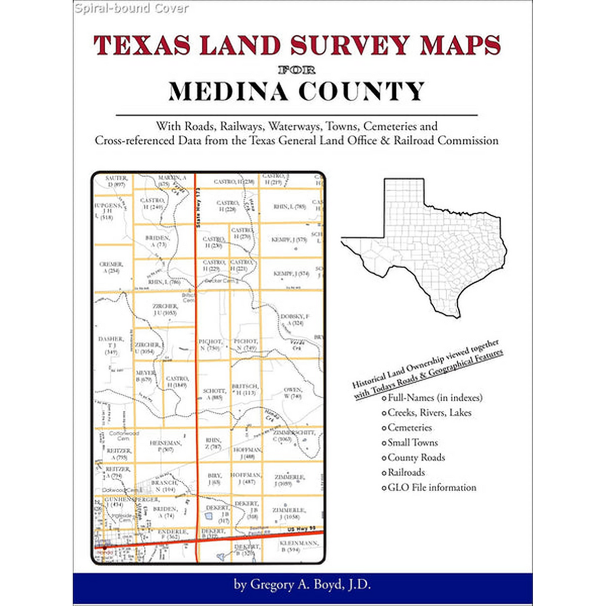 Texas Land Survey Maps for Medina County (Spiral book cover)
