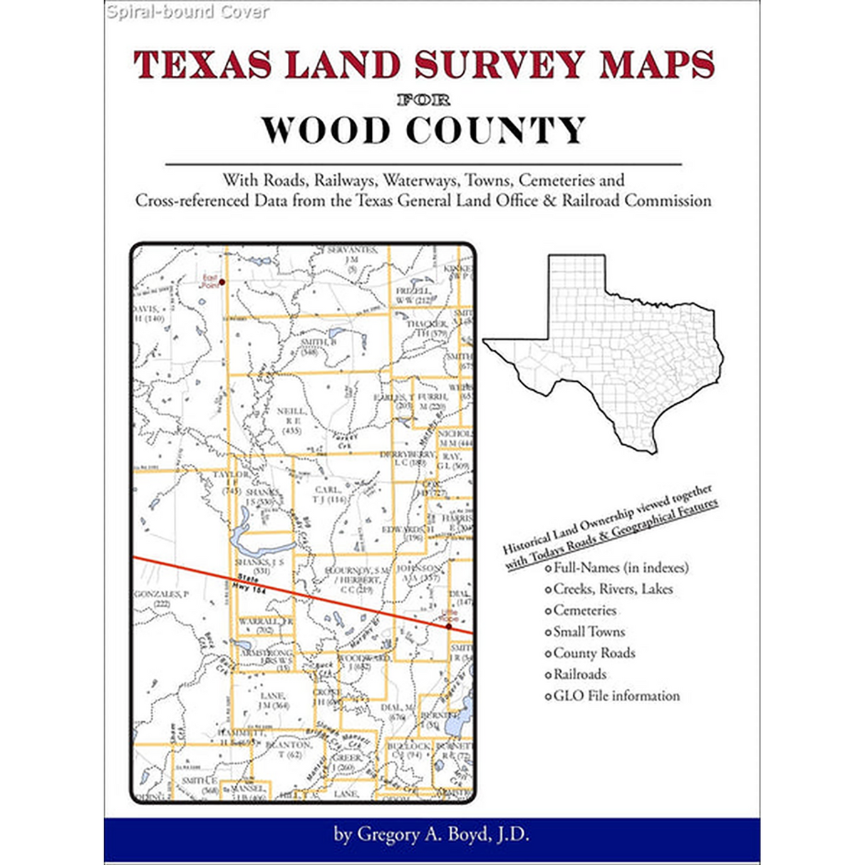 Texas Land Survey Maps for Wood County (Spiral book cover)