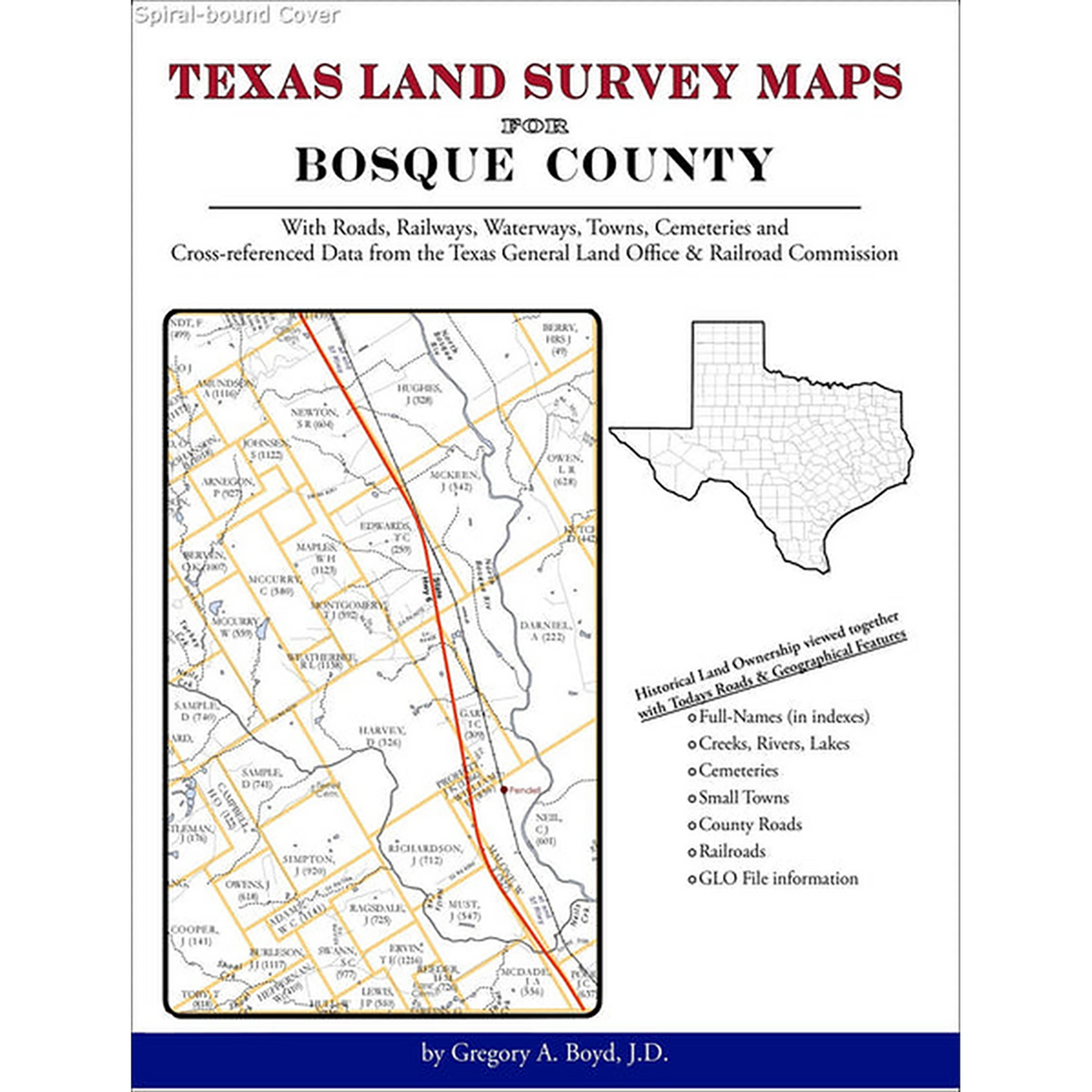 Texas Land Survey Maps for Bosque County (Spiral book cover)