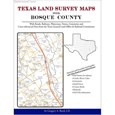 Texas Land Survey Maps for Bosque County (Spiral book cover)