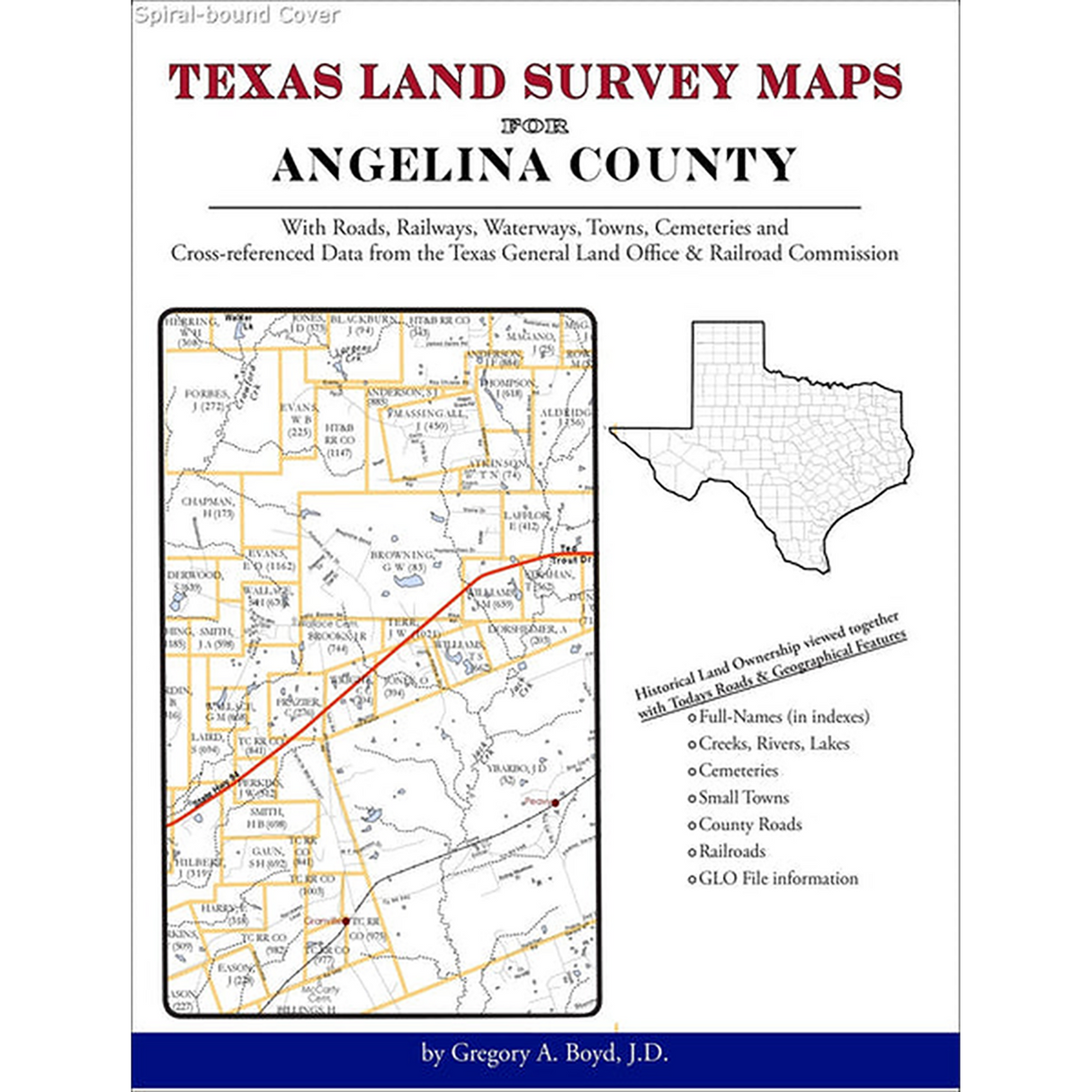 Texas Land Survey Maps for Angelina County (Spiral book cover)