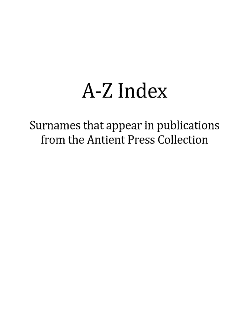 A-Z Surname Index for Antient Press