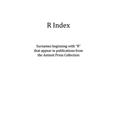 R Surname Index for Antient Press