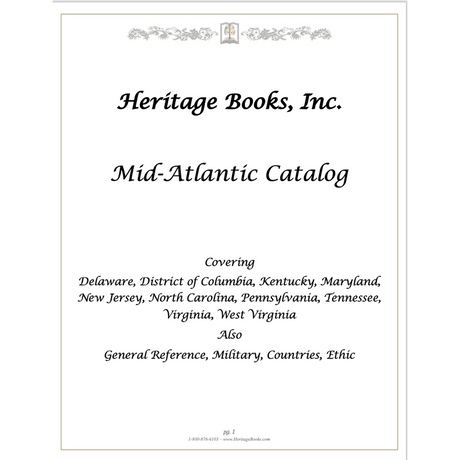 Heritage Books Catalog covering Mid-Atlantic region