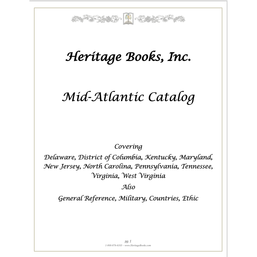 Heritage Books Catalog covering Mid-Atlantic region