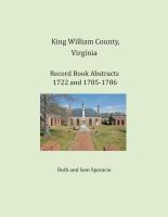 King William County, Virginia Record Book Abstracts 1722 and 1785-1786