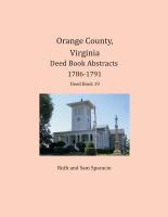 Orange County, Virginia Deed Book Abstracts 1786-1791