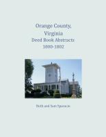 Orange County, Virginia Deed Book Abstracts 1800-1802