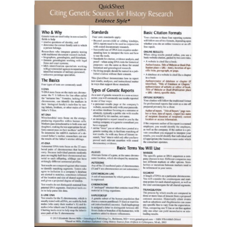 QuickSheet: Citing Genetic Sources for History Research Evidence! Style